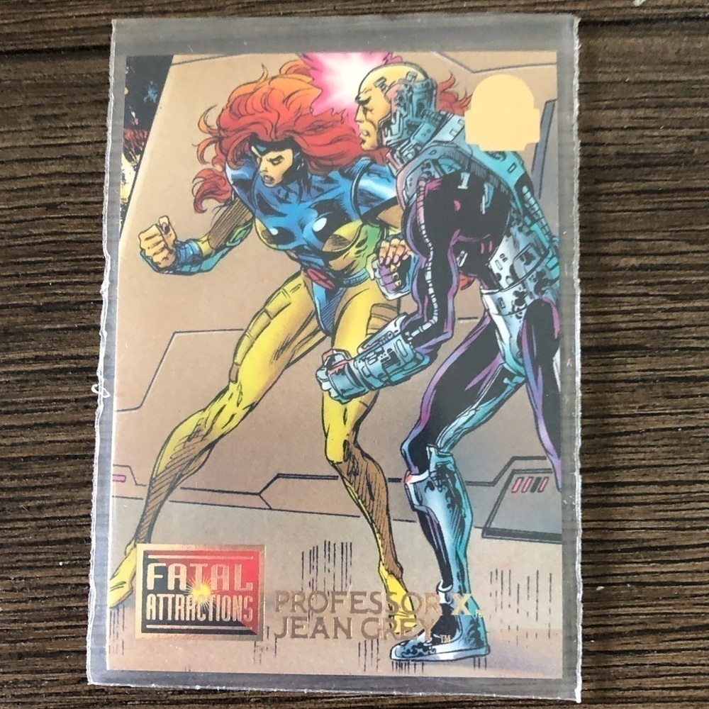 Marvel Universe '94 Fleer trading card: Fatal Attractions: Professor X & Jean G.